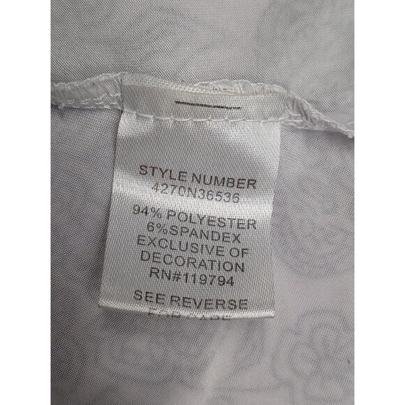 World Unity Womens Sz L Short Sleeves Boho Lace Asymmetric Hem Studs - Picture 9 of 10